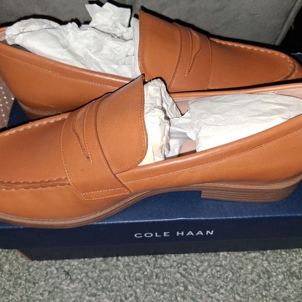 Cole Haan - Womens Stassi Penny Loafer, Pecan Leather Sz 10